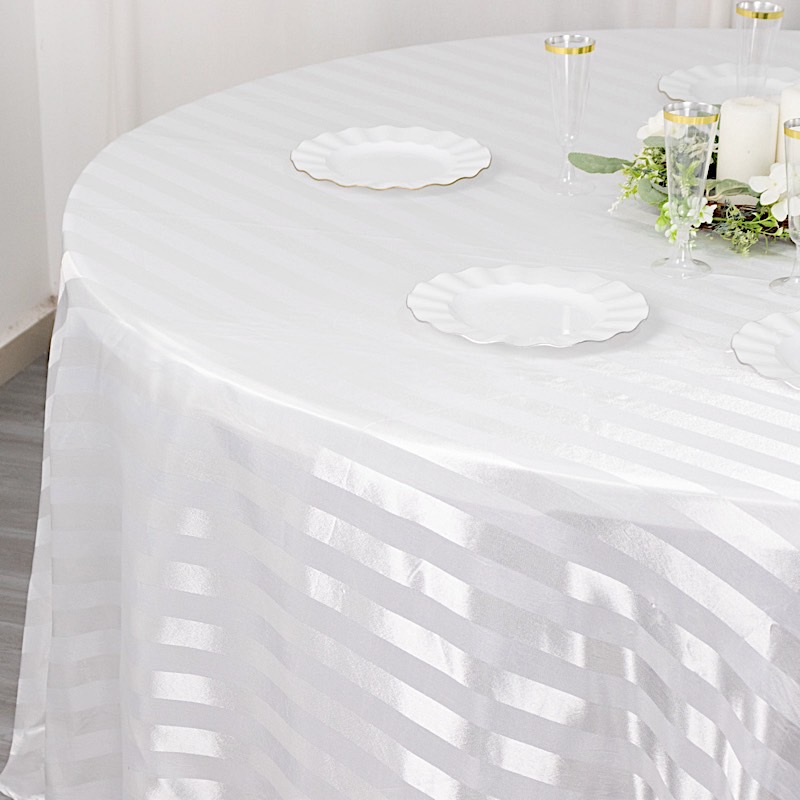 120" Stripes Satin Round Tablecloth Wedding Party Table Linens Event Decorations - Picture 62 of 65