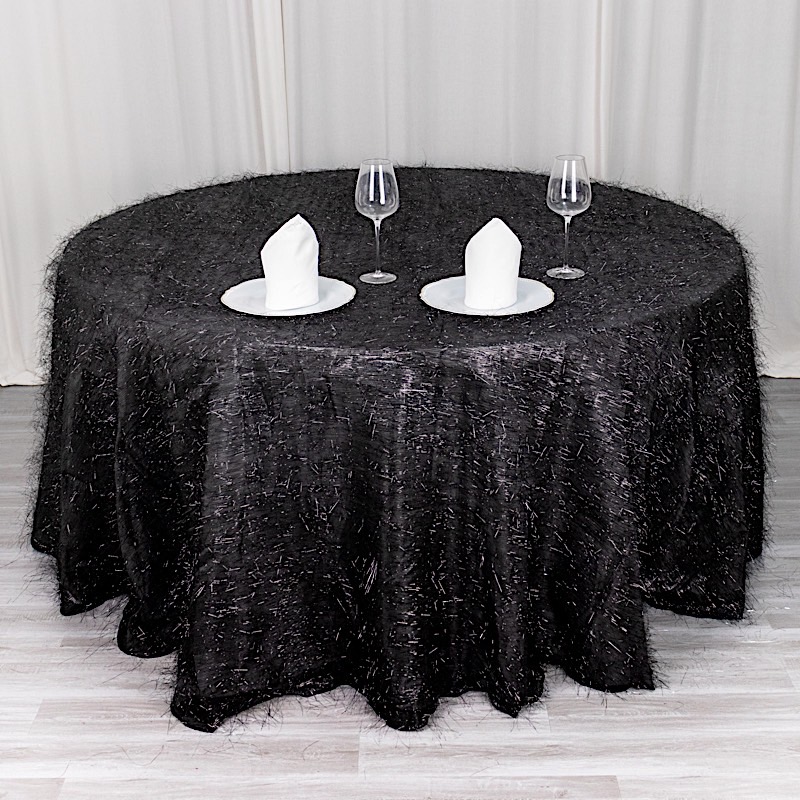 120" Polyester Round Tablecloth Metallic Tinsel Party Events Decorations