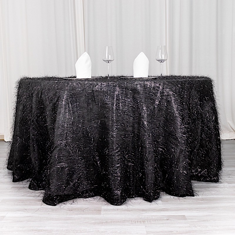 120" Polyester Round Tablecloth Metallic Tinsel Party Events Decorations