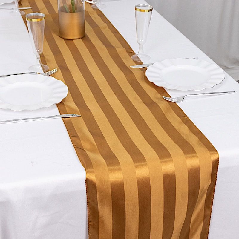 12x108 in Stripes Satin TABLE RUNNER Wedding Party Linens Events Decorations - Picture 19 of 65
