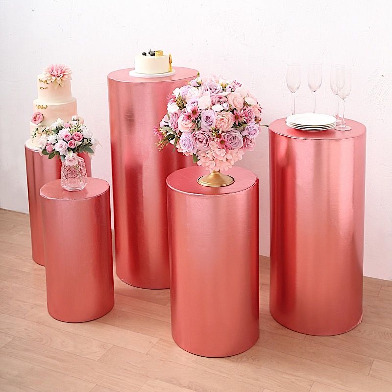 5 Cylinder Pedestal Metallic Fitted Spandex Display STAND COVERS Set Party Event - Picture 13 of 25