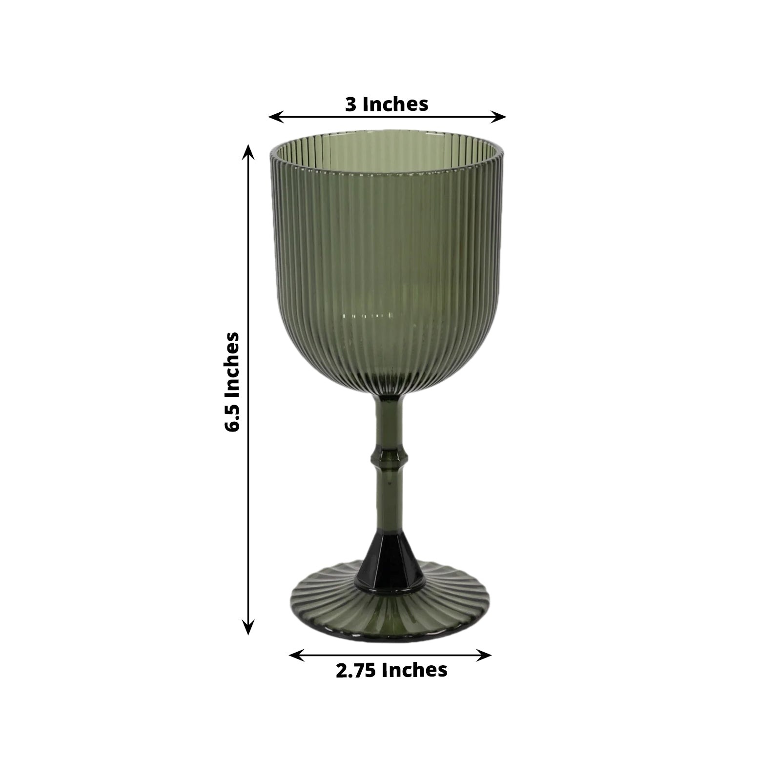 12 Plastic Wine Glasses Vintage Ribbed Pattern Party Event Decorations