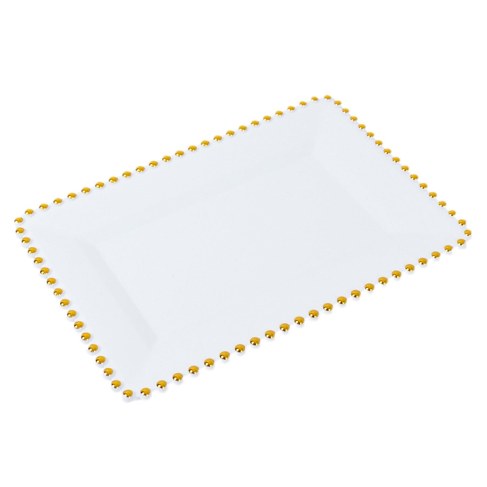 6 Rectangular Acrylic Serving Trays with Gold Beaded Rim Disposable Wedding