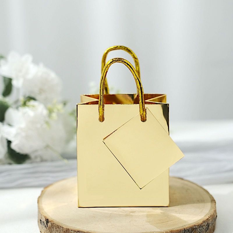 12 Metallic 5 in Small Paper Favor Gift BAGS Handles Party Events Decorations