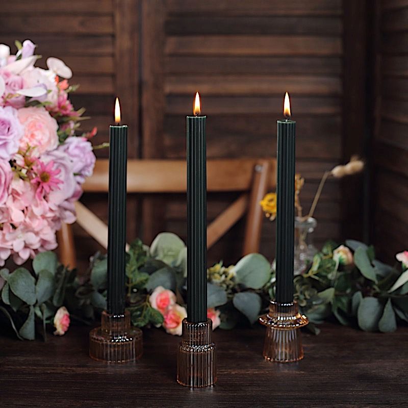 5 Unscented 9 in Premium Wax Taper CANDLES Ribbed Design Party Events Supplies - Picture 60 of 73