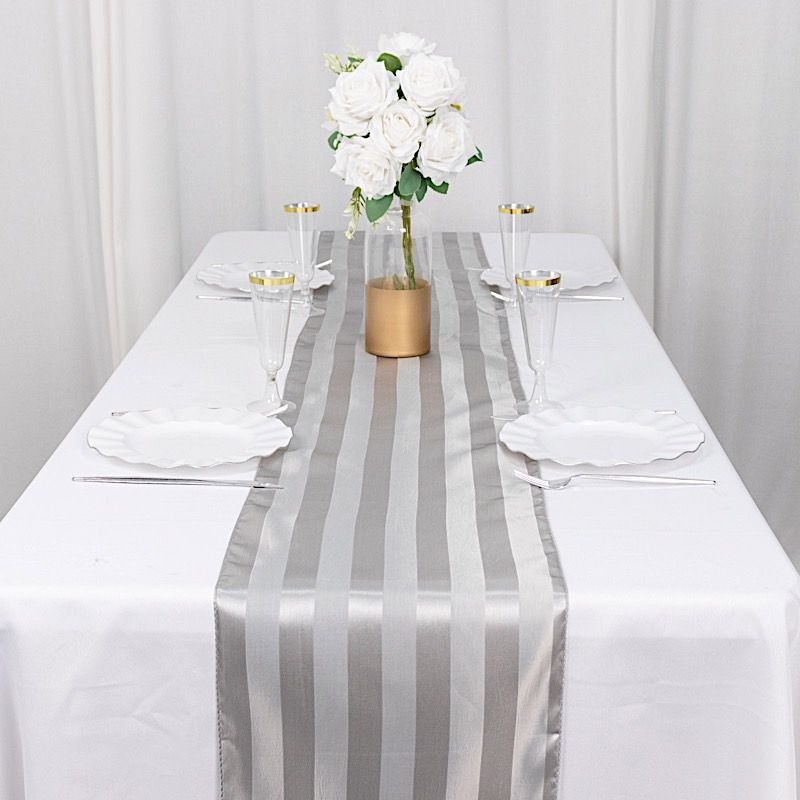 12x108 in Stripes Satin TABLE RUNNER Wedding Party Linens Events Decorations - Picture 50 of 65