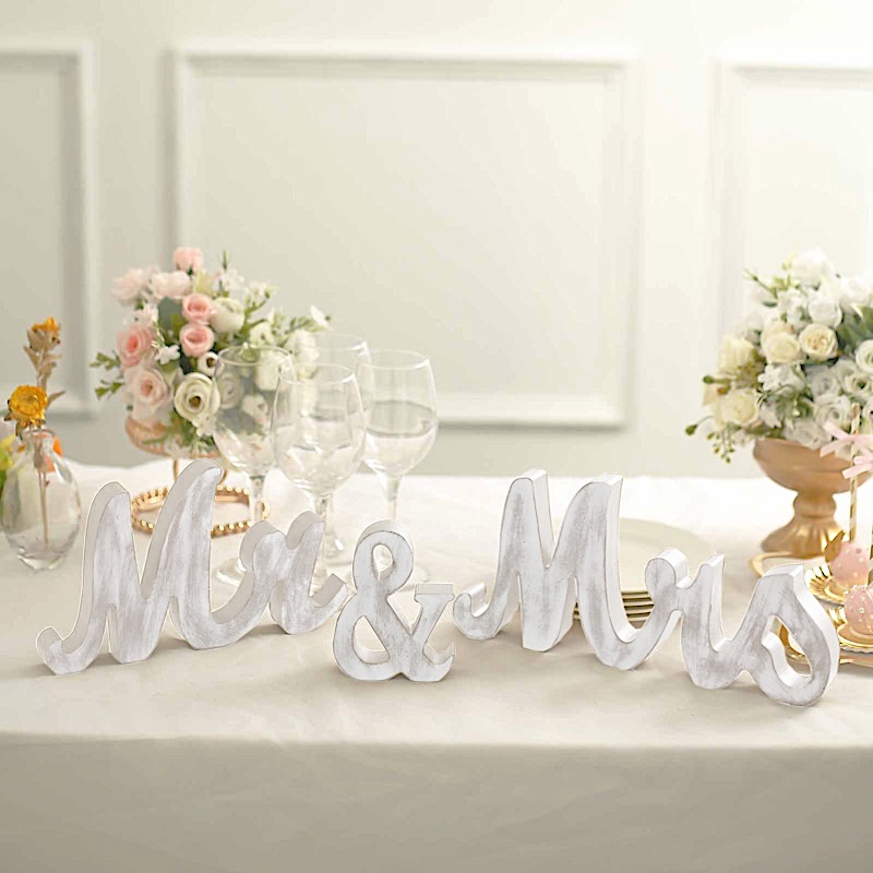 Glittered Wooden Mr & Mrs Freestanding Wedding Table Display Signs Party Events - Picture 14 of 19