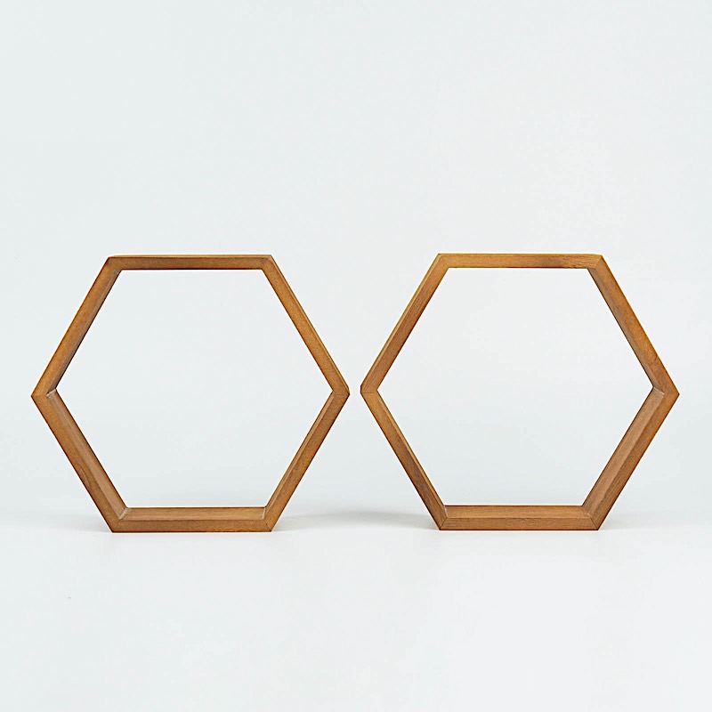 2 Hexagon 9″ Wood Geometric Wall Shelves Party Events Home Decorations Supplies