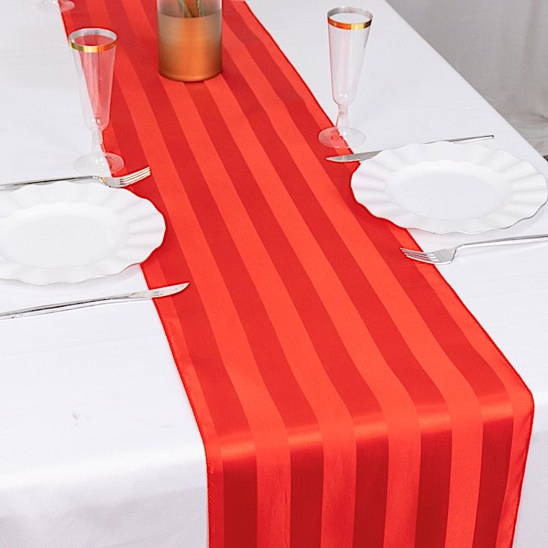 12x108 in Stripes Satin TABLE RUNNER Wedding Party Linens Events Decorations - Picture 35 of 65
