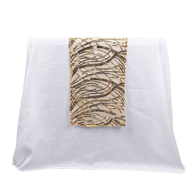 12x108 in Mesh Wavy Embroidered Sequins TABLE RUNNER Party Events Decorations - Picture 34 of 70