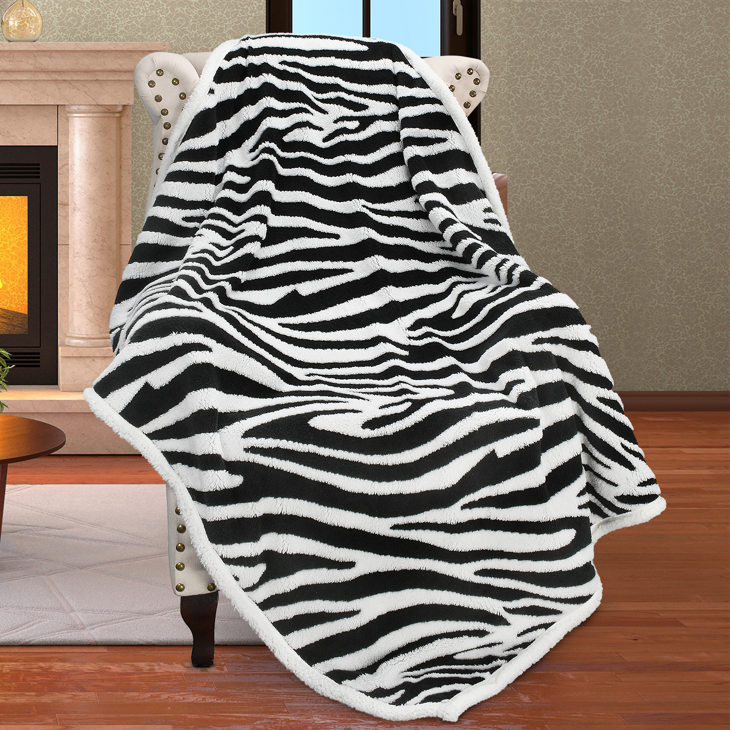 Zebra Soft Microfiber Reversible Fleece Warm Throw Blanket C