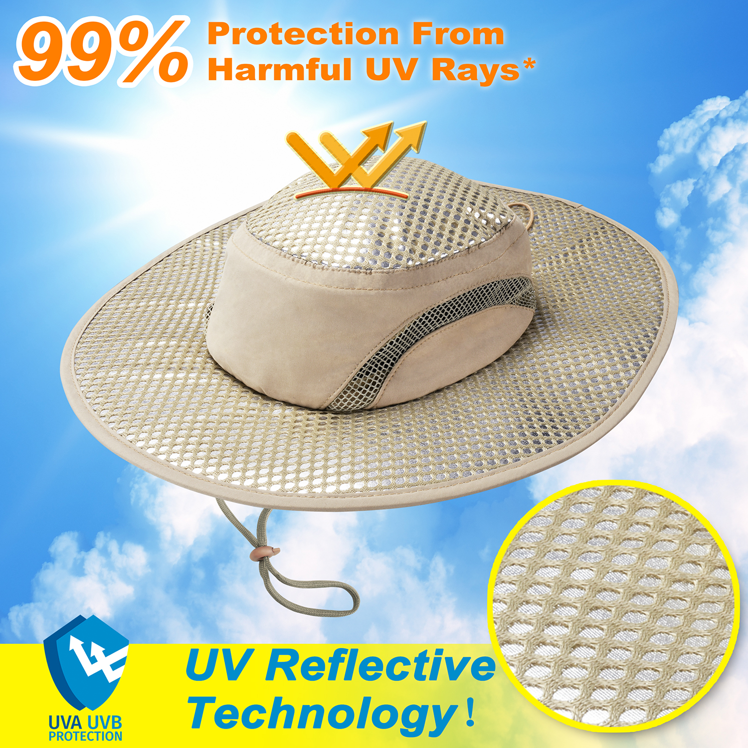 Men's Sun Hat Wide Brim Cooling Hat UV 