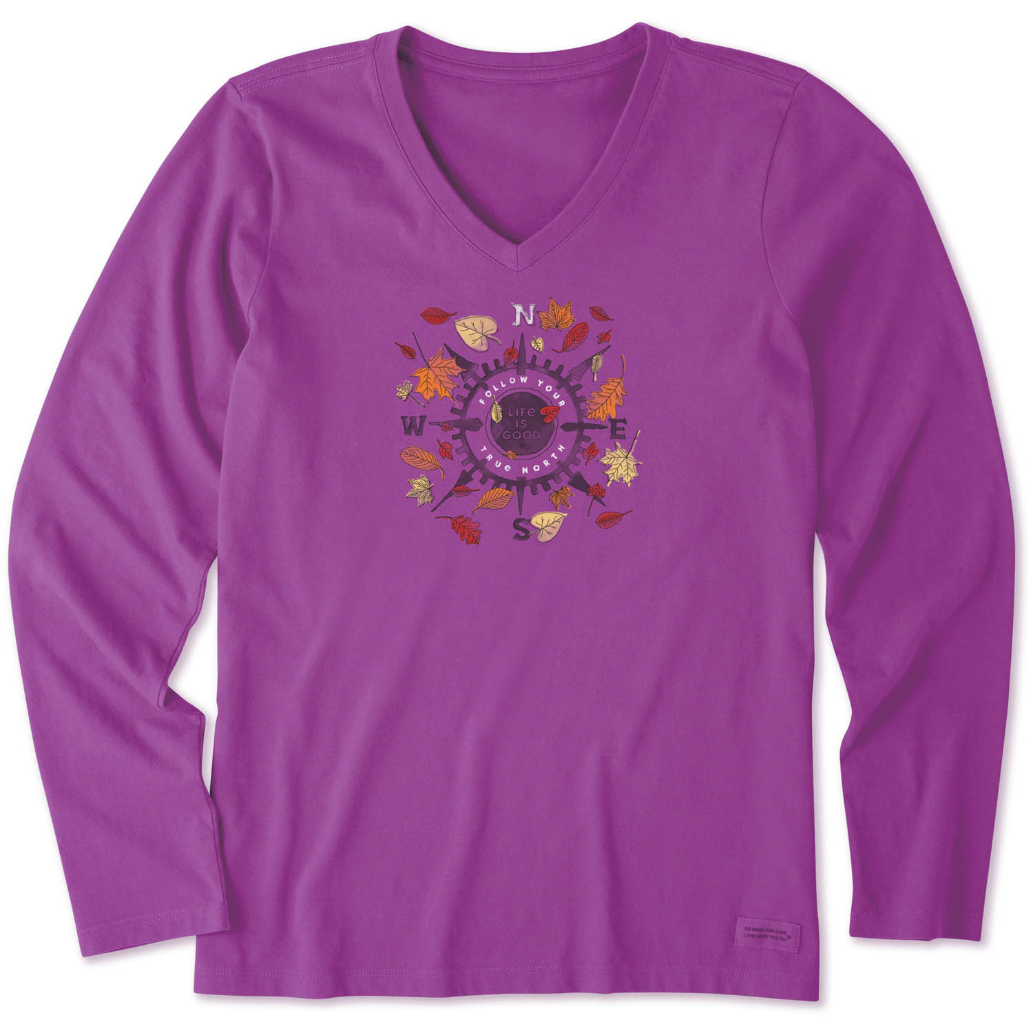 Life is Good. womens crusher tee Long Sleeve Leafy Compass ...