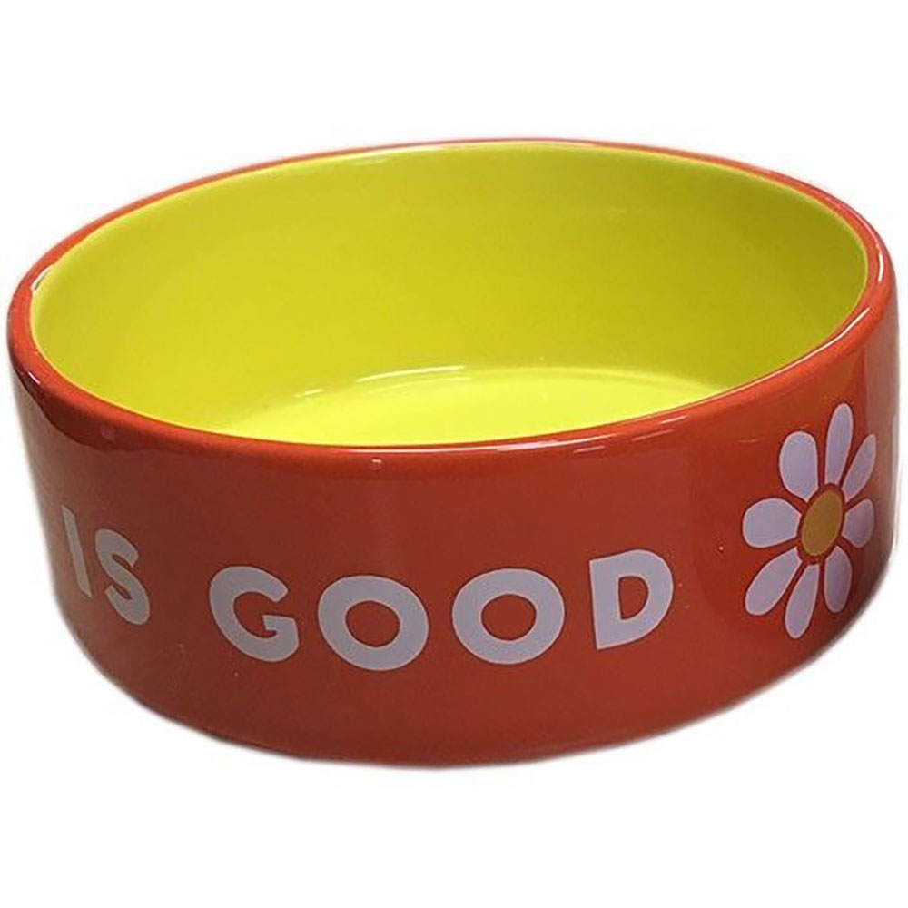 Life is Good. Dog Bowl Daisy Large Bowl Tropical Orange L eBay