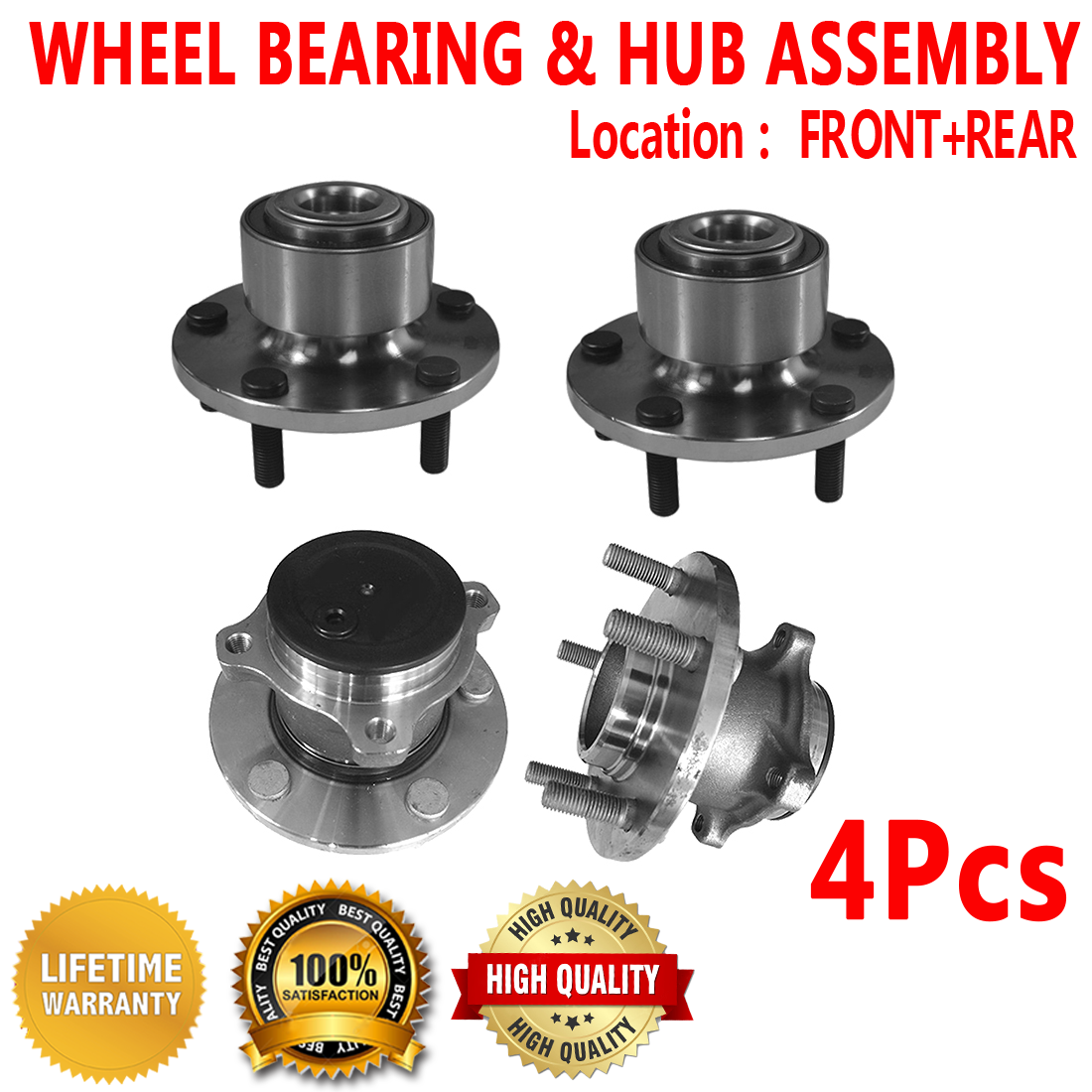 Motors 4X Front Rear Wheel Hub and Bearing Assembly for MAZDA 3 2004
