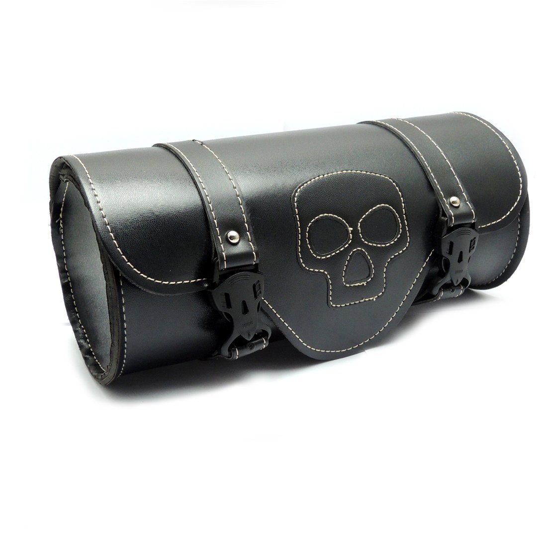 1pc Motorcycle Side Saddlebag PU Leather Round Barrel Saddle Tool Bag