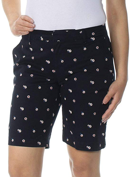 Tommy Hilfiger Women's Hollywood Floral MidRise Bermuda Shorts, Navy