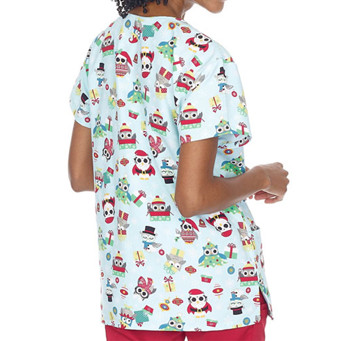 Super Soft Microfiber Christmas Holiday Themed Print Scrub Top Women's Uniform - Picture 7 of 21