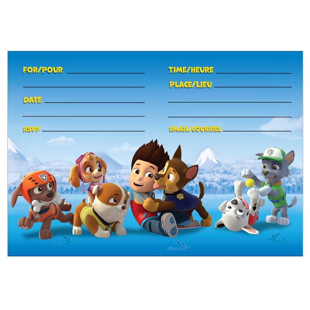 Unique Industries Pack Of 8 Paw Patrol Invitations Partytoyz