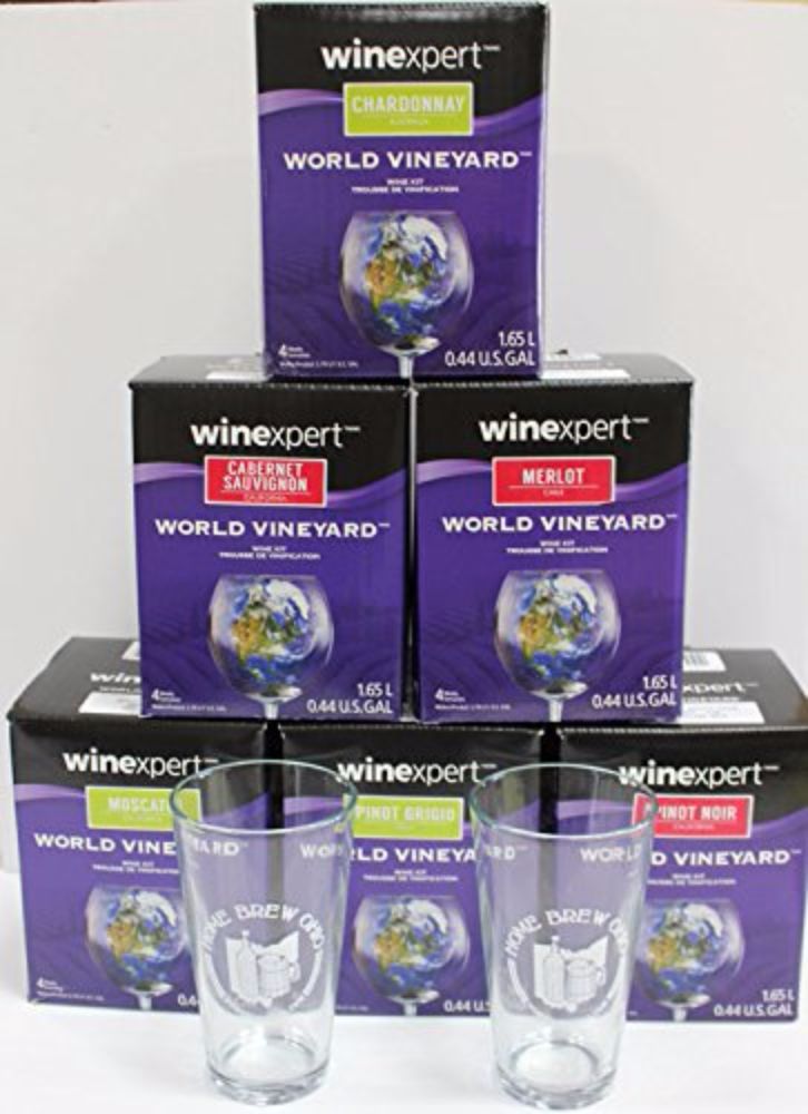 One Gallon Wine Ingredient Variety Kit With Pint Glasses 799209131249