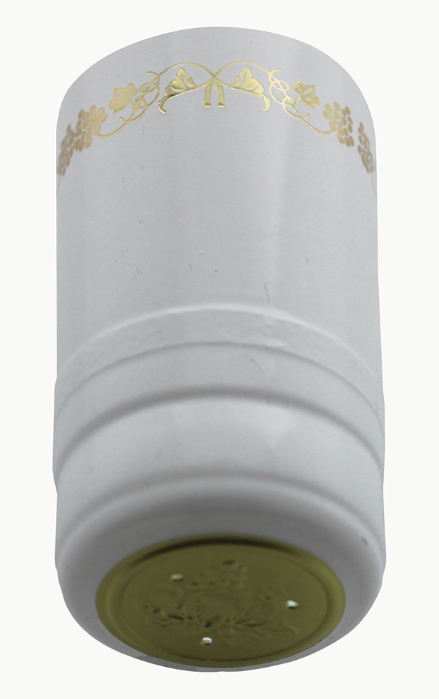 PVC Heat Shrink Capsules For Wine Bottles 100 Count (White With Gold