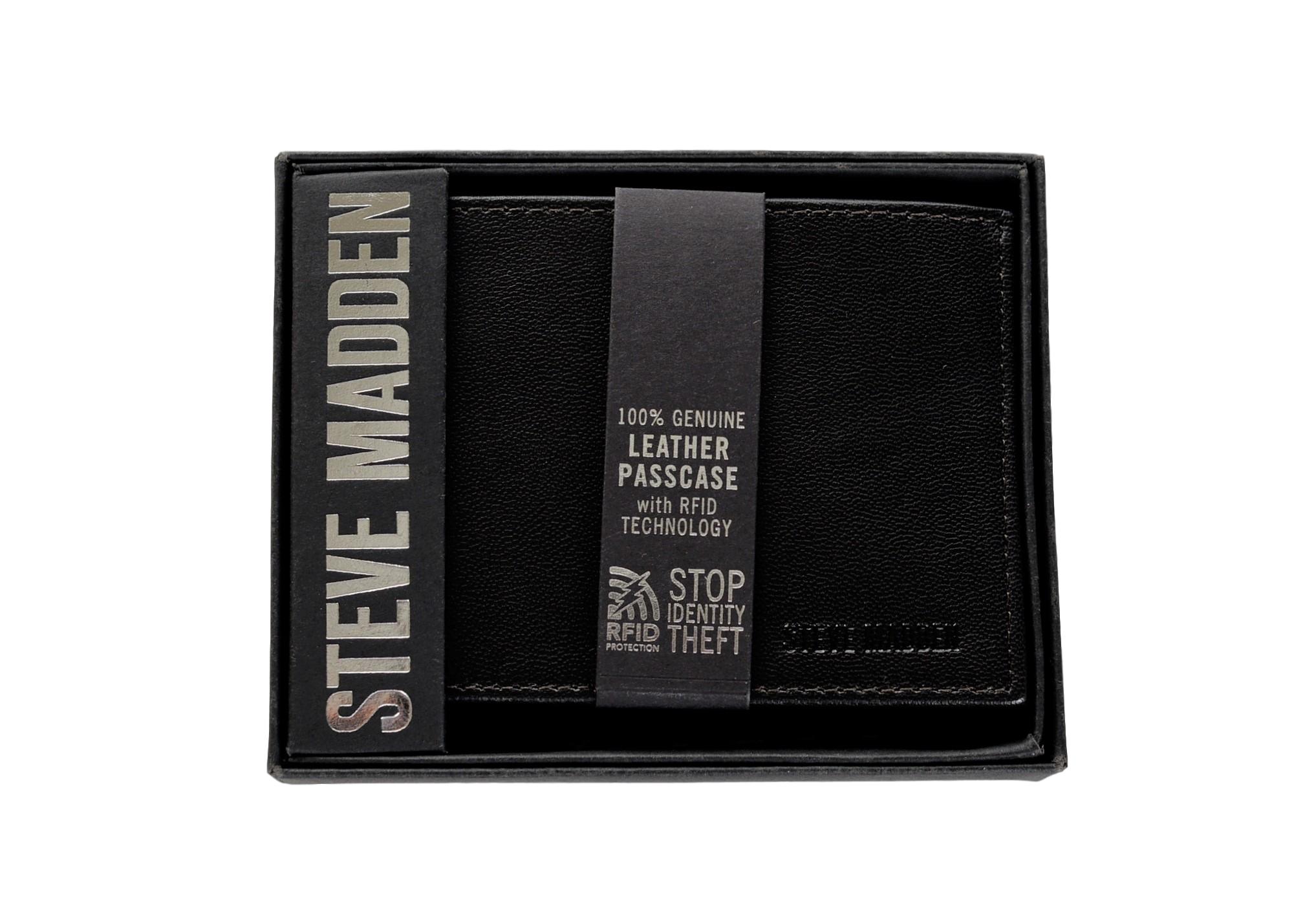 Steve Madden Mens Smooth Grain Leather RFID Blocking Passcase Wallet | eBay