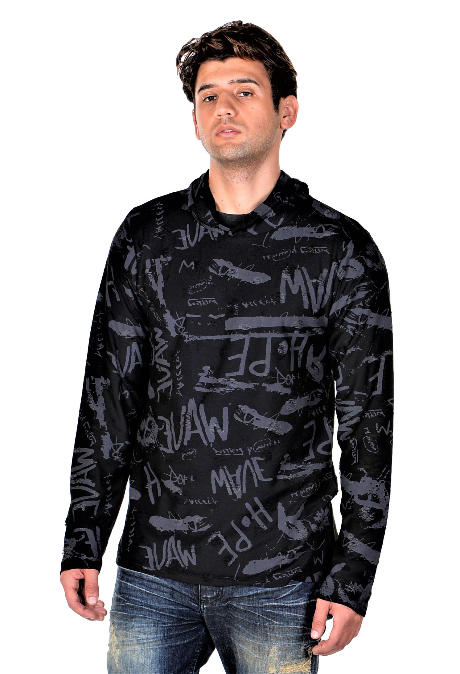 Black Keys Men’s Fashion Graffiti Printed Light Hoodie