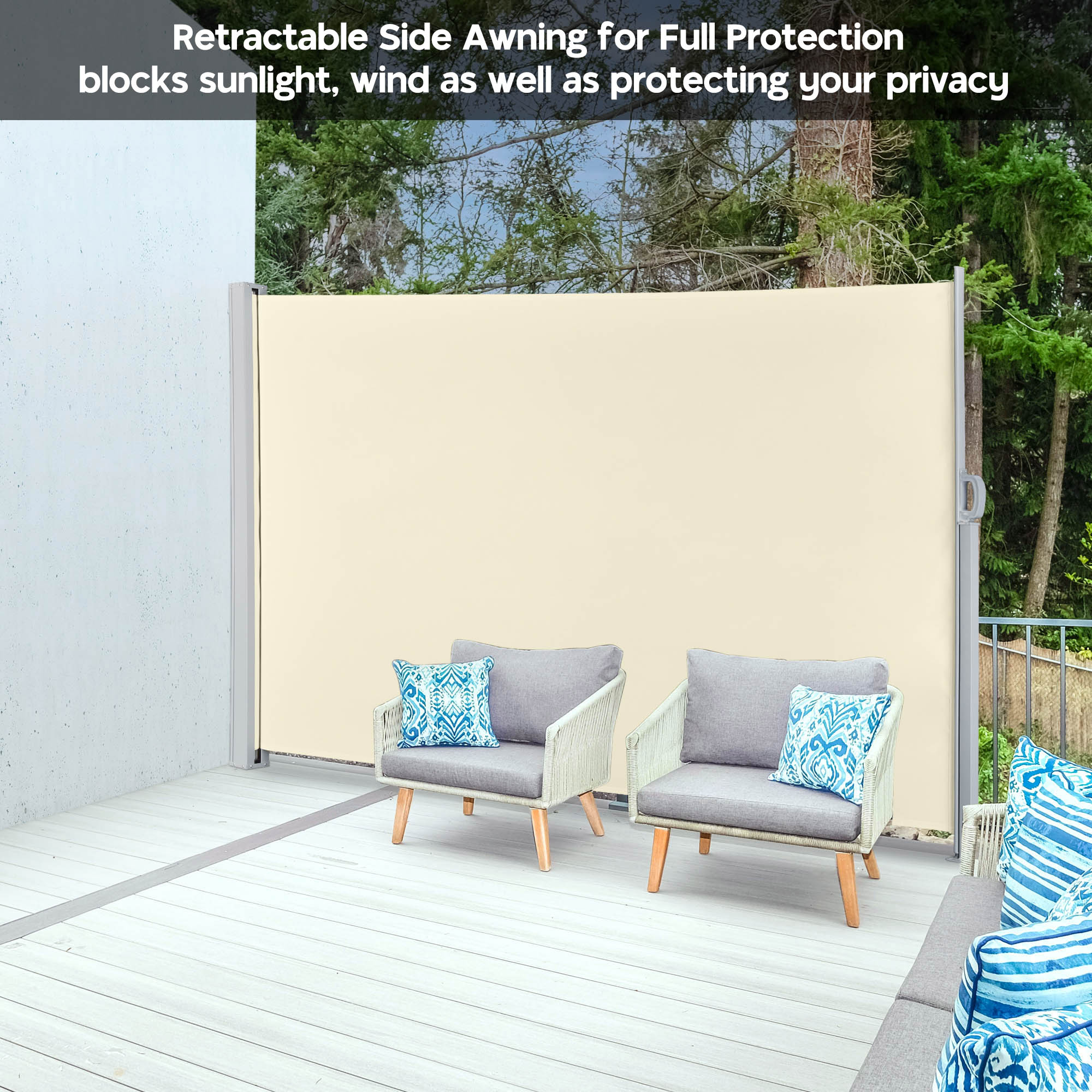 Retractable Side Awning Outdoor Patio Wind Screen Privacy Shade