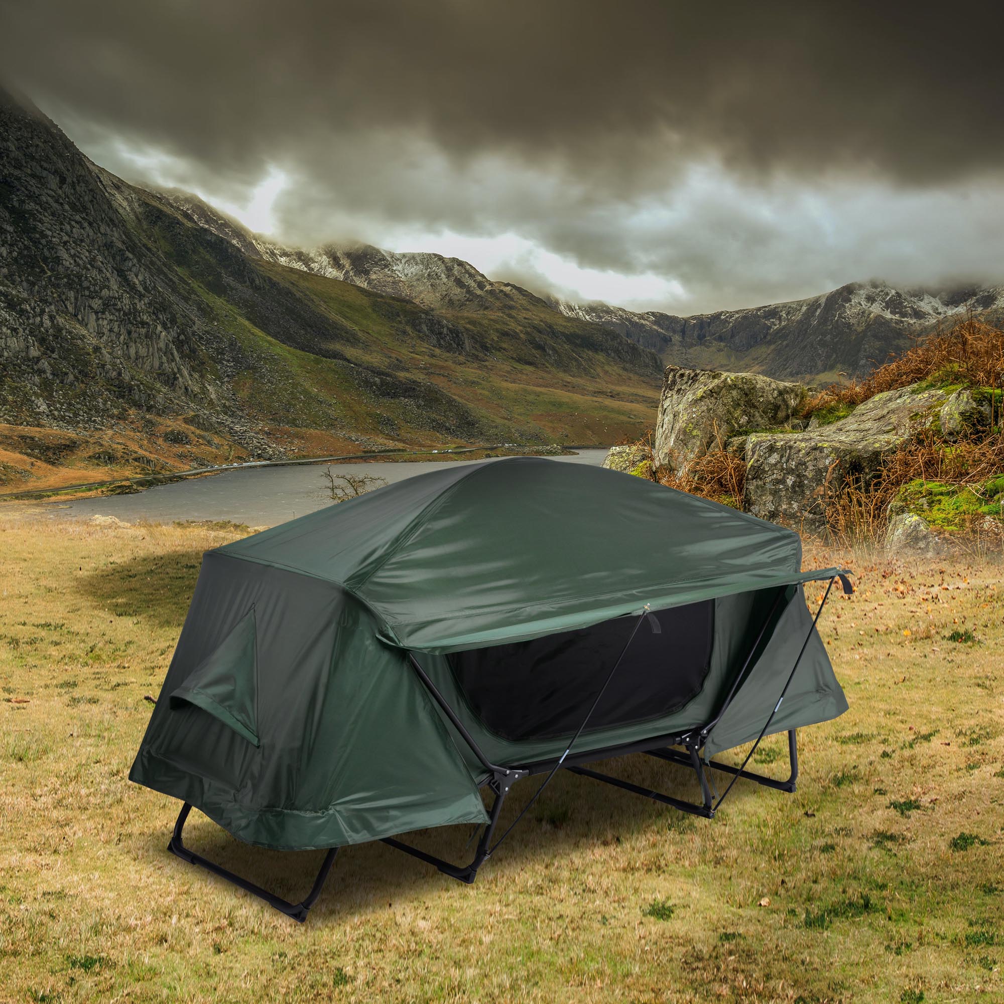 Folding 1/2 Person Elevated Camping Tent Cot Waterproof Hiking Outdoor