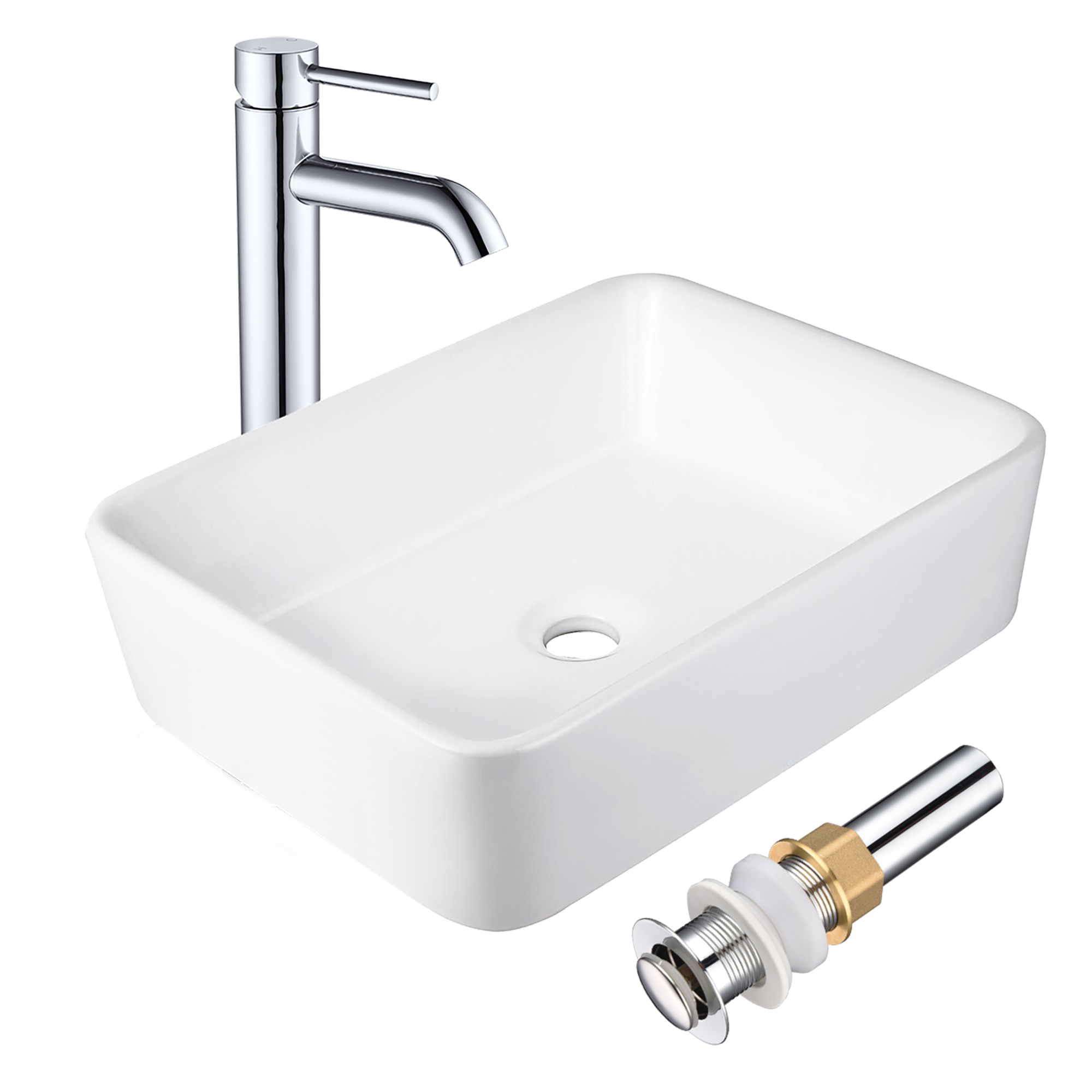 Aquaterior Bathroom Ceramic Countertop Vessel Sink Basin w/ Faucet Pop Up Drain - Picture 33 of 70