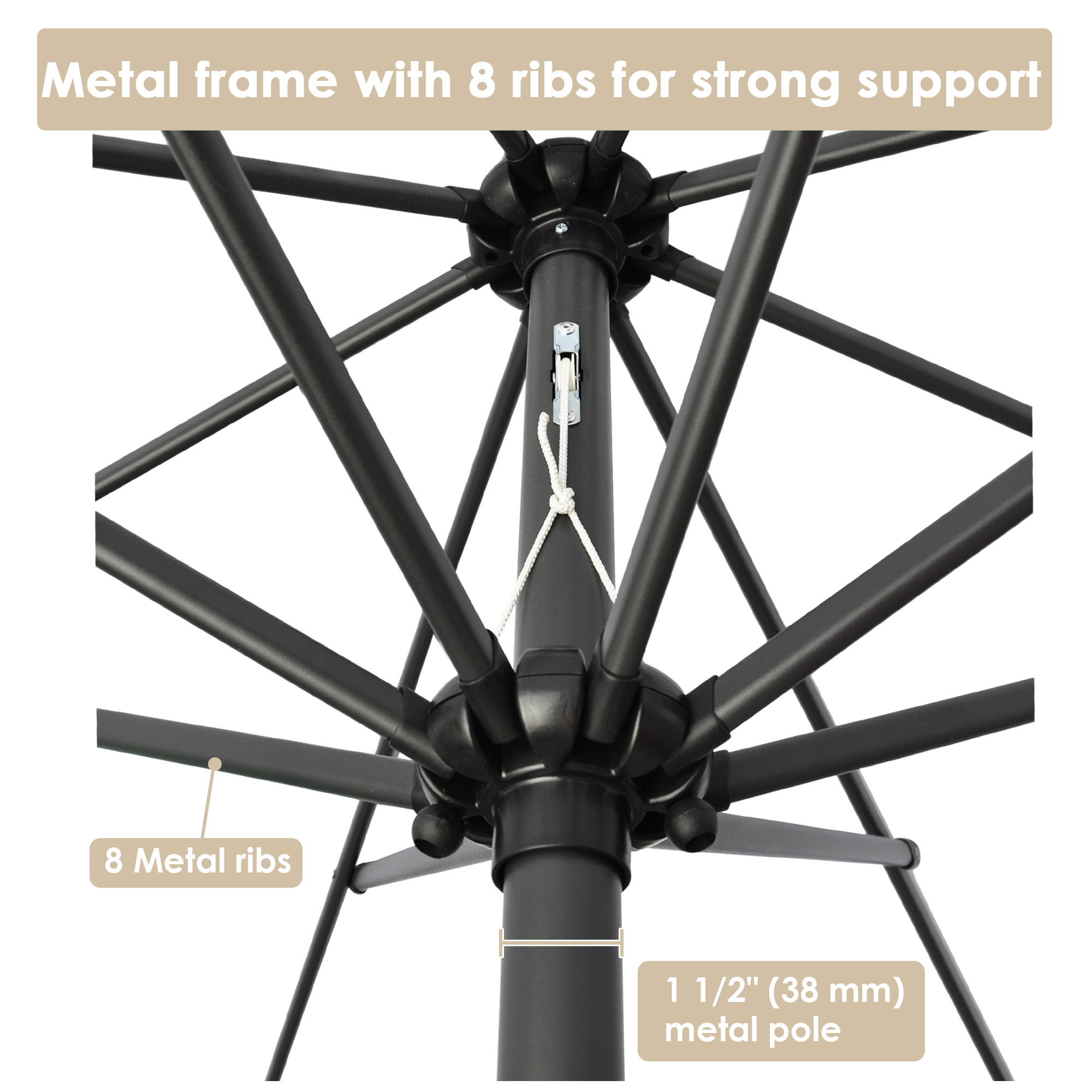 2.4M-4.5M Outdoor Umbrella Patio Garden 