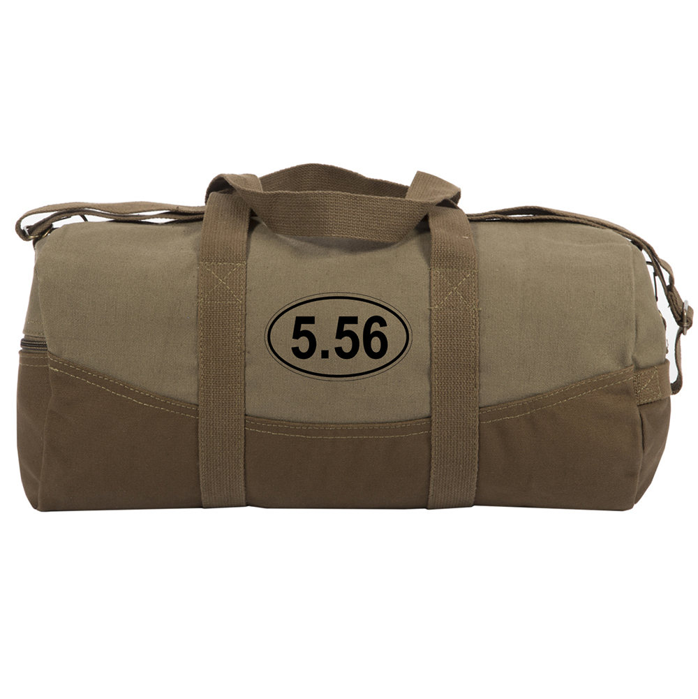 5.56 Assault Rifle AR15 Ammo Two Tone Canvas 19” Duffel Bag with Brown