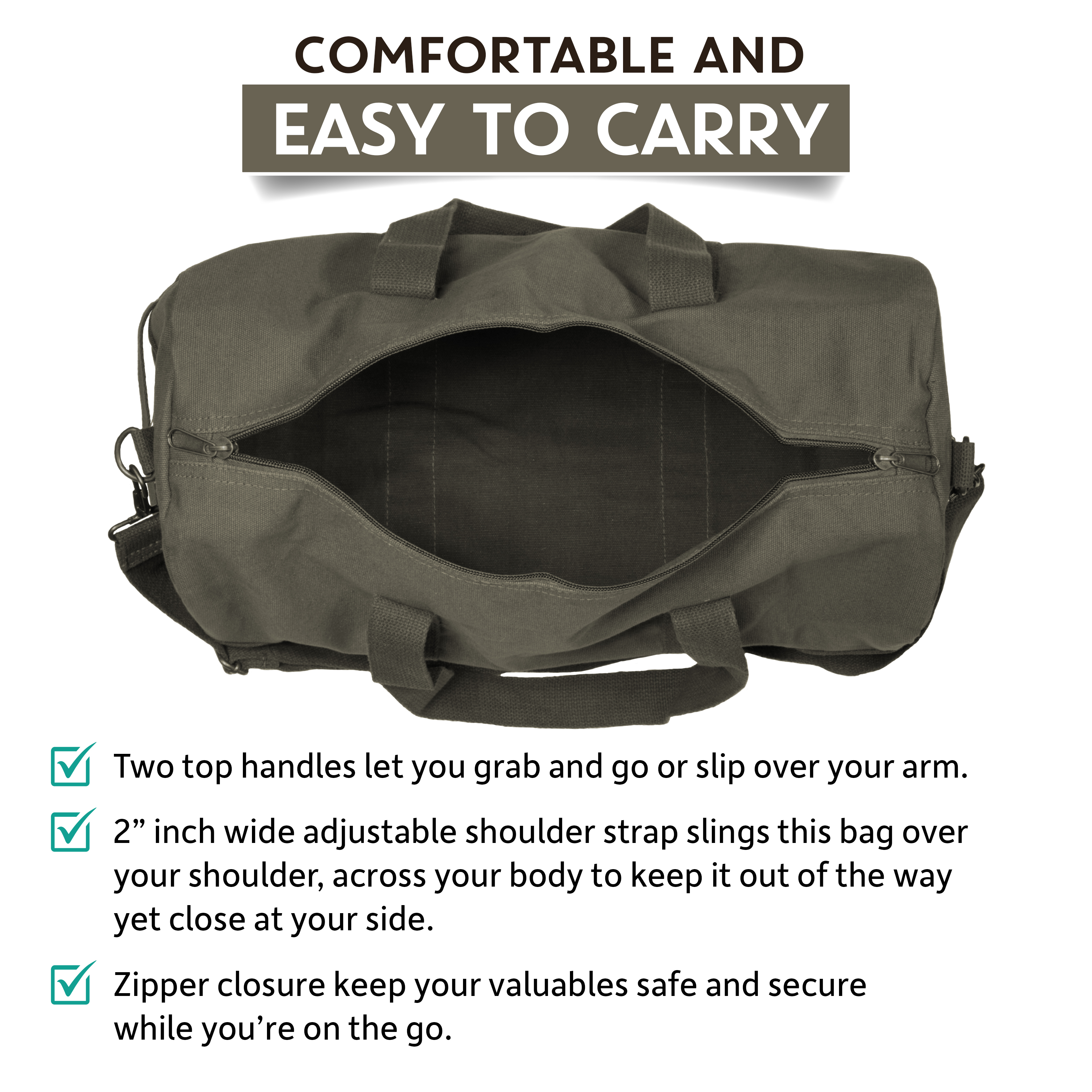 Fish On Fishing Hook Sport or Travel Army Heavyweight Cotton Canvas Duffel Bag