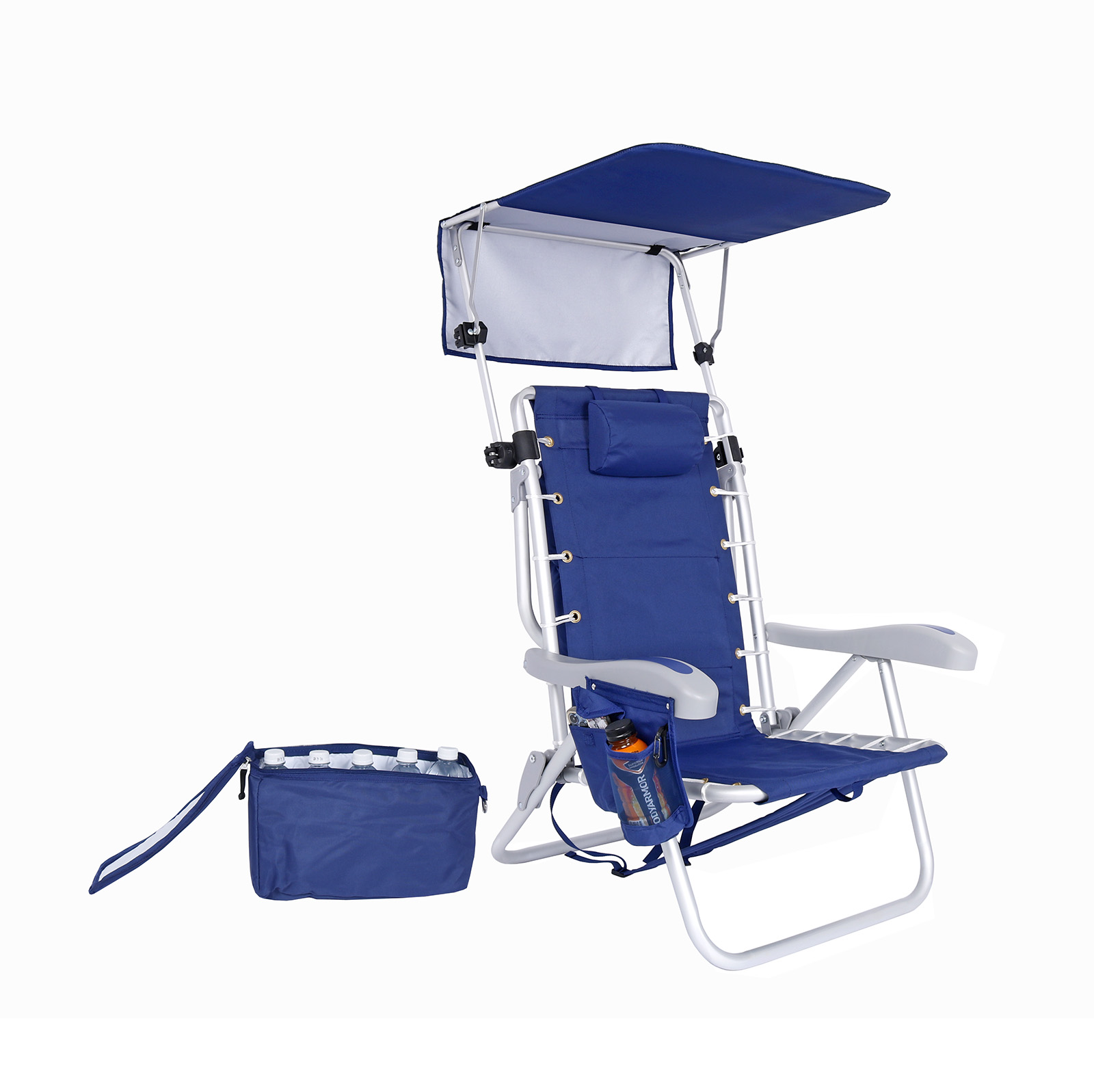 Ultimate Backpack Beach Chair with Canopy, 11″ Seat Height, 5 Reclining Pos.