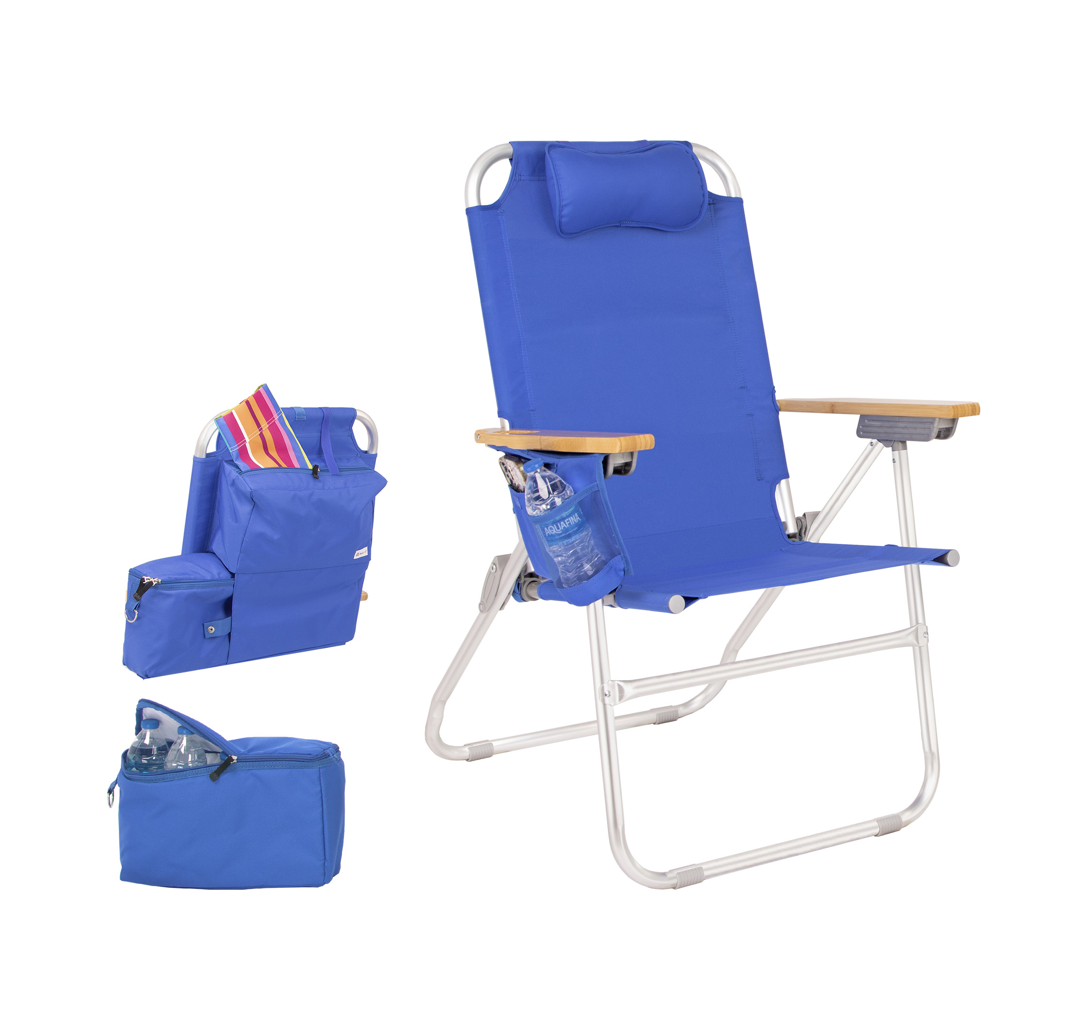 17″ High Seat Beach Chair for Adults, Cooler / Storage Pouch, 300 lbs