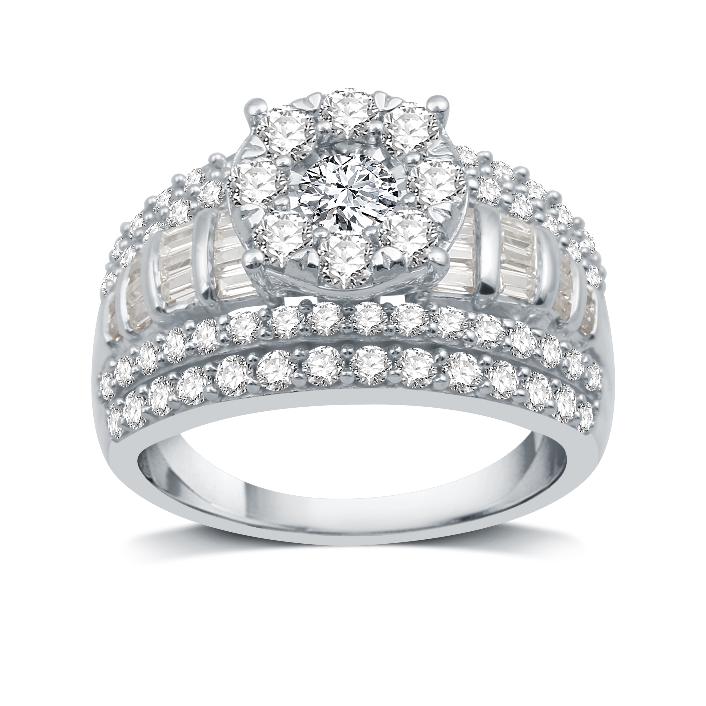 Diamond Sterling Silver Blossom With Frame Engagement Ring DeCarat 1//2 CT.T.W