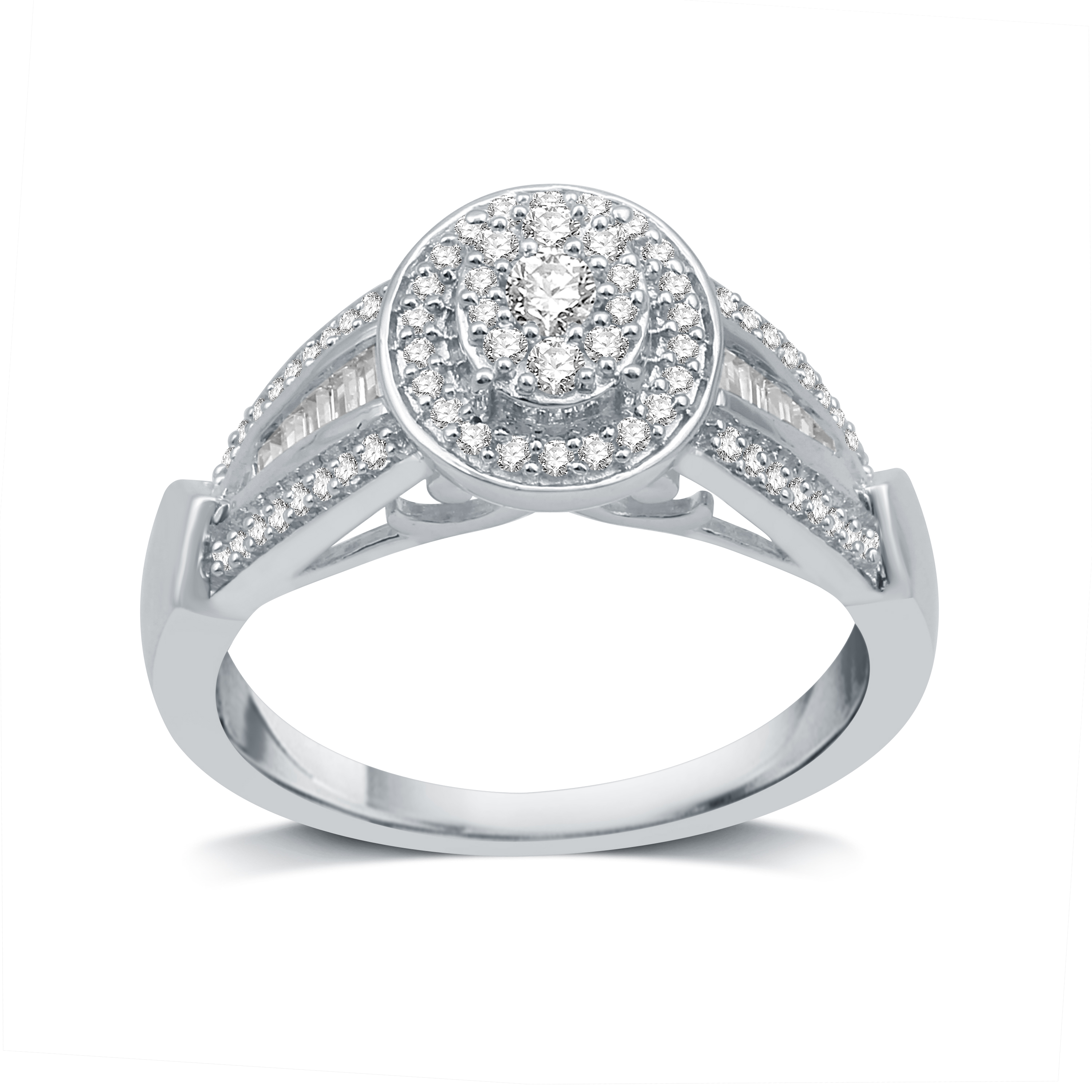 Diamond Sterling Silver Blossom With Frame Engagement Ring DeCarat 1//2 CT.T.W