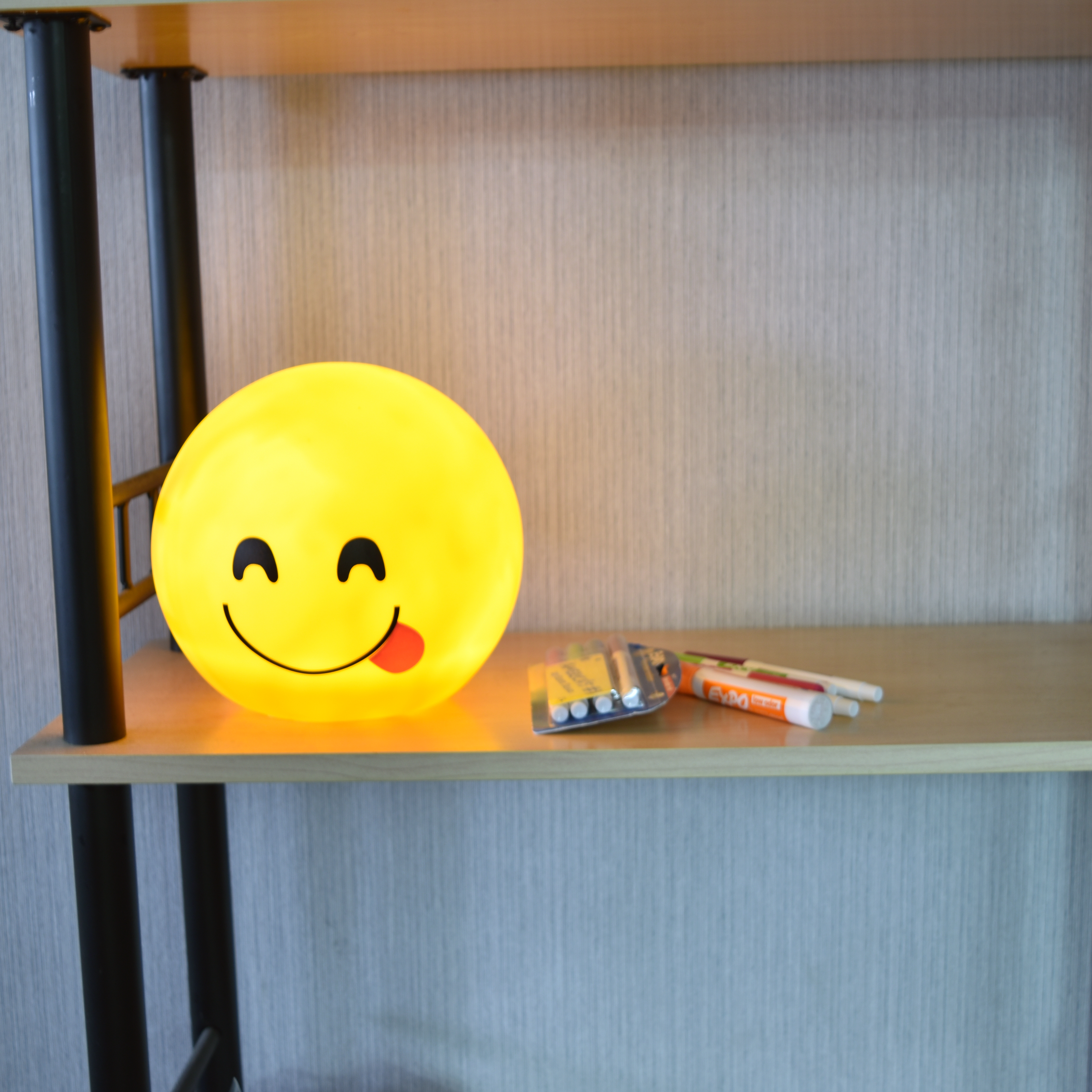 Emoji LED Night Light Desk Table Lamp, Yellow, Choice of Size and Face