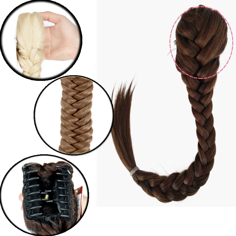 Long Braid Plait Clip In Drawstring Braided Ponytail Hair Piece