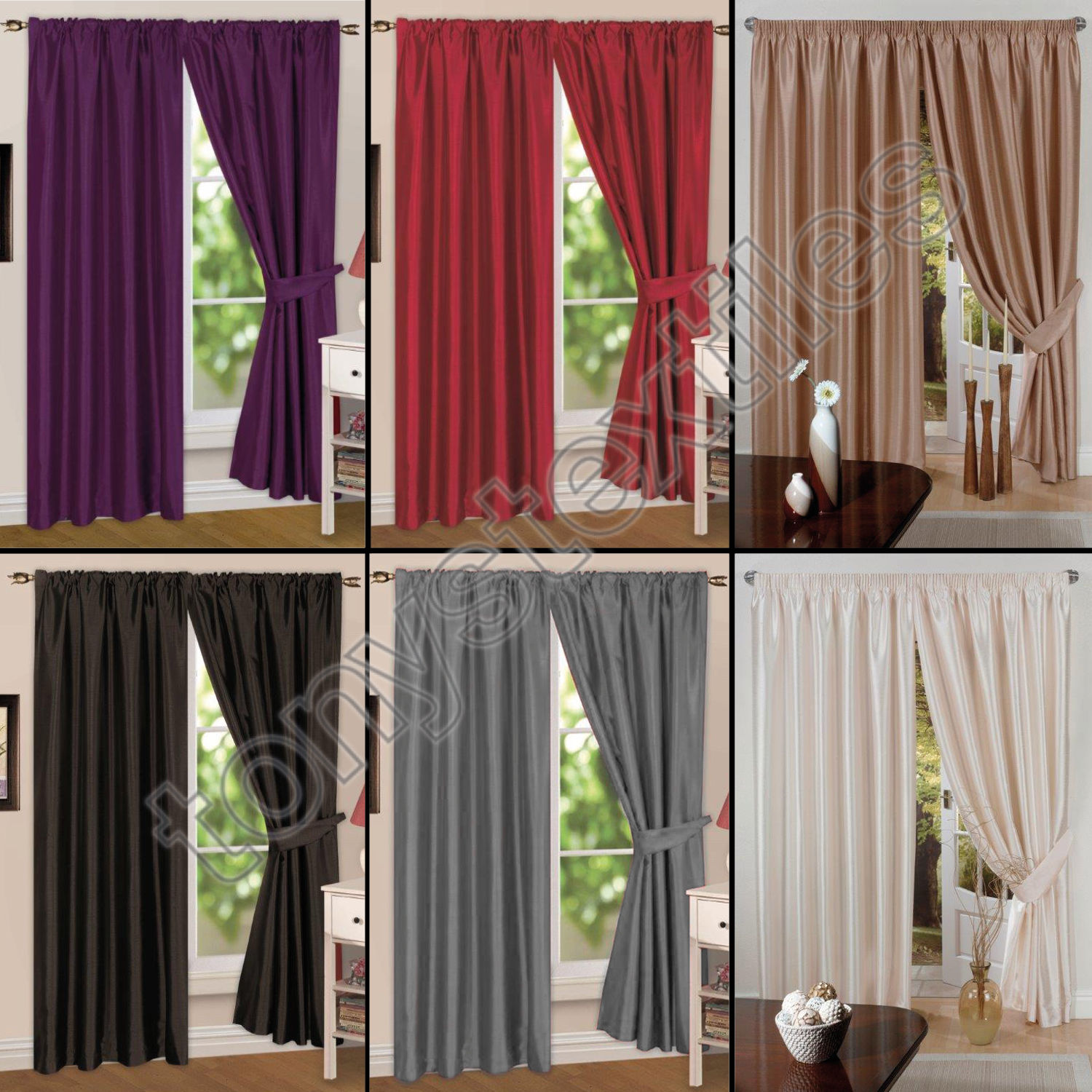 Emma Barclay Luxury Faux Silk Curtain Panels With Tape Top Tie