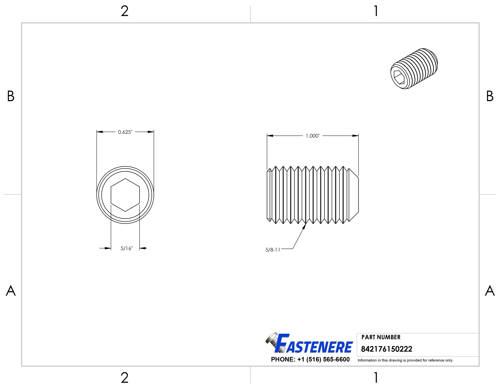 thumbnail image 2 of Fastenere 5/16-18 X 3/8" Cup Point Allen Socket Set Screws – Stainless Steel (Qty 25) 2 of 6