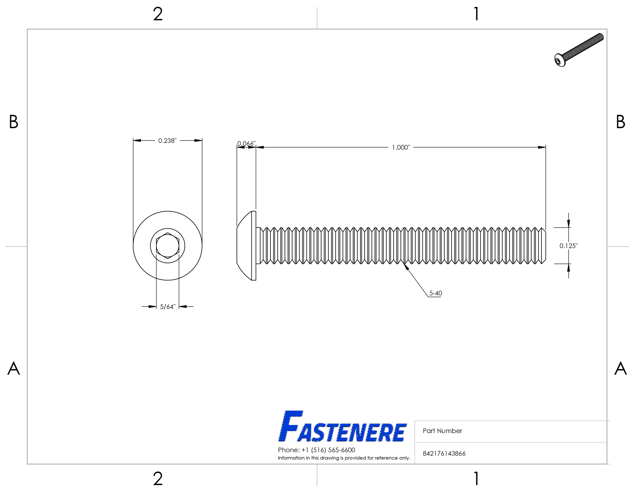 #5-40 Button Head Socket Cap Screws – 18-8 Stainless Steel – Hex Drive – QTY 100