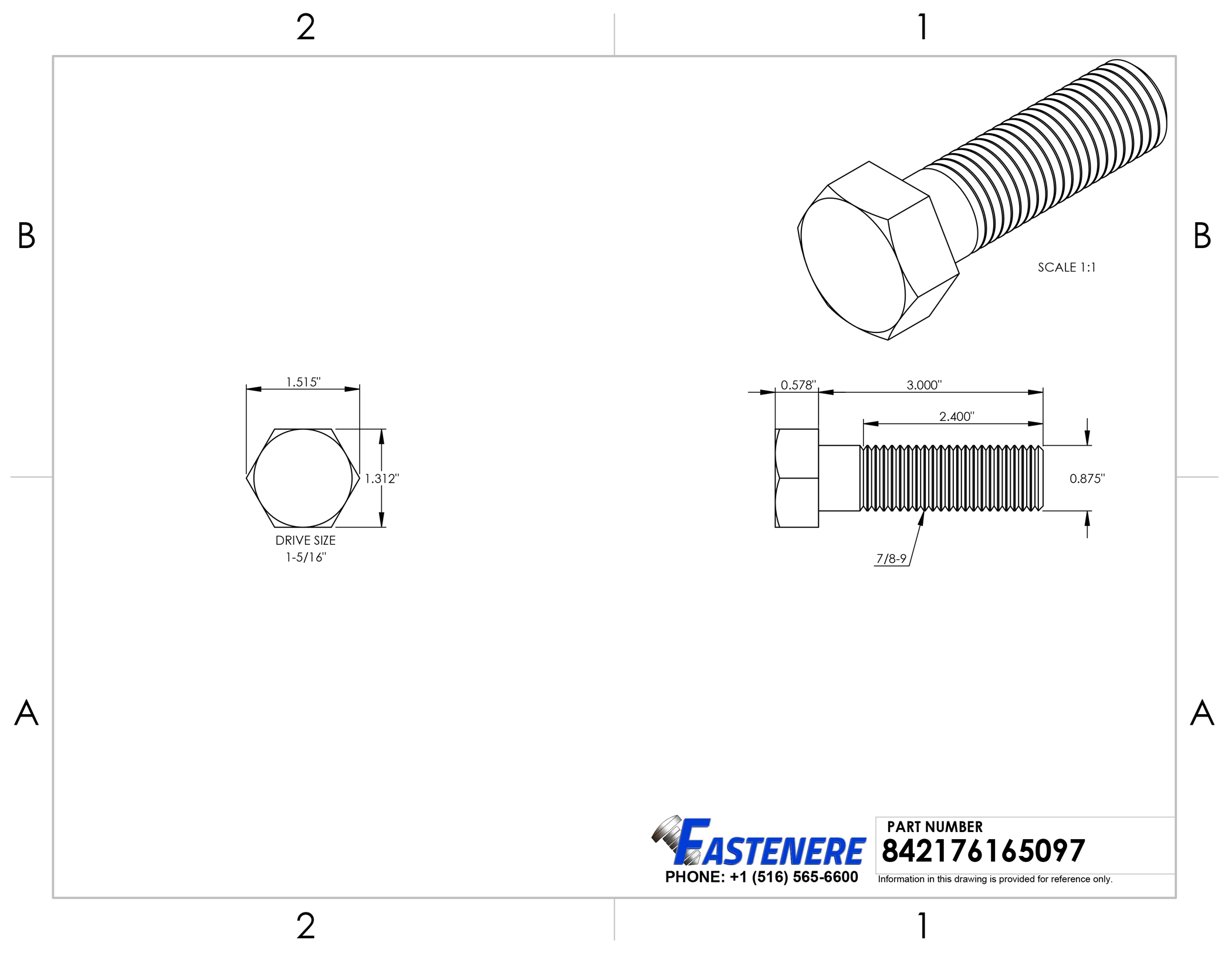 7/8-9 Hex Bolts Stainless Steel Cap Screws Partially Threaded All Sizes Listed - Picture 7 of 55