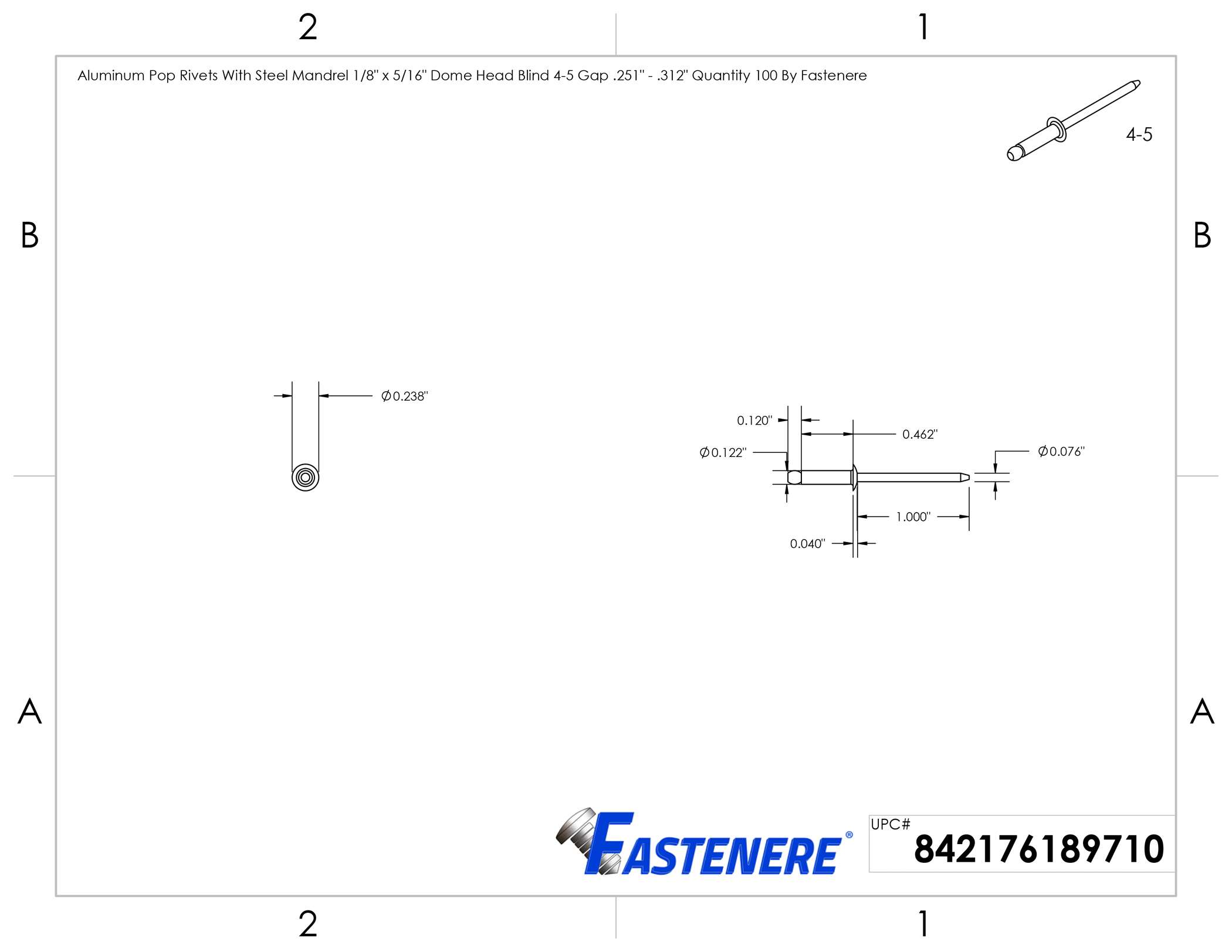 Aluminum Pop Rivets Dome Head Steel Mandrel Blind Every Size Largest Assortment - Picture 105 of 272