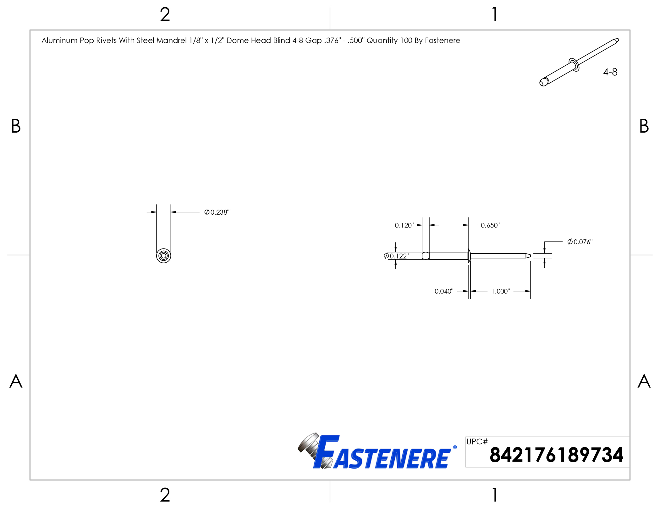 Aluminum Pop Rivets Dome Head Steel Mandrel Blind Every Size Largest Assortment - Picture 70 of 272