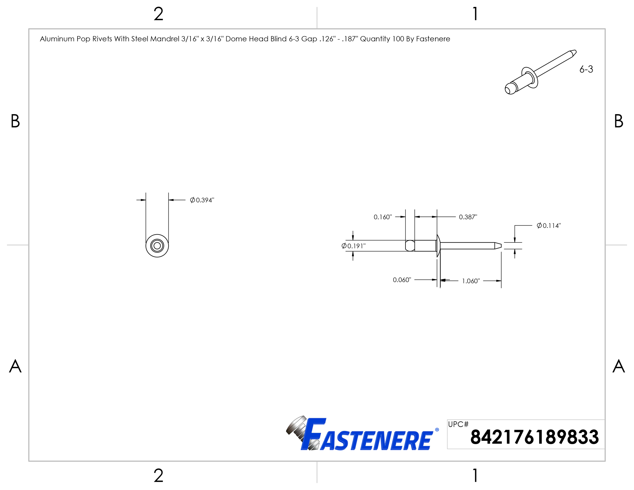 Aluminum Pop Rivets Dome Head Steel Mandrel Blind Every Size Largest Assortment - Picture 168 of 272
