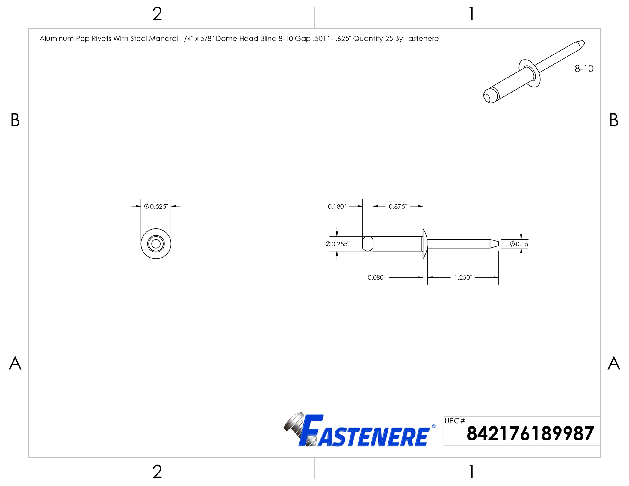 Aluminum Pop Rivets Dome Head Steel Mandrel Blind Every Size Largest Assortment - Picture 49 of 272