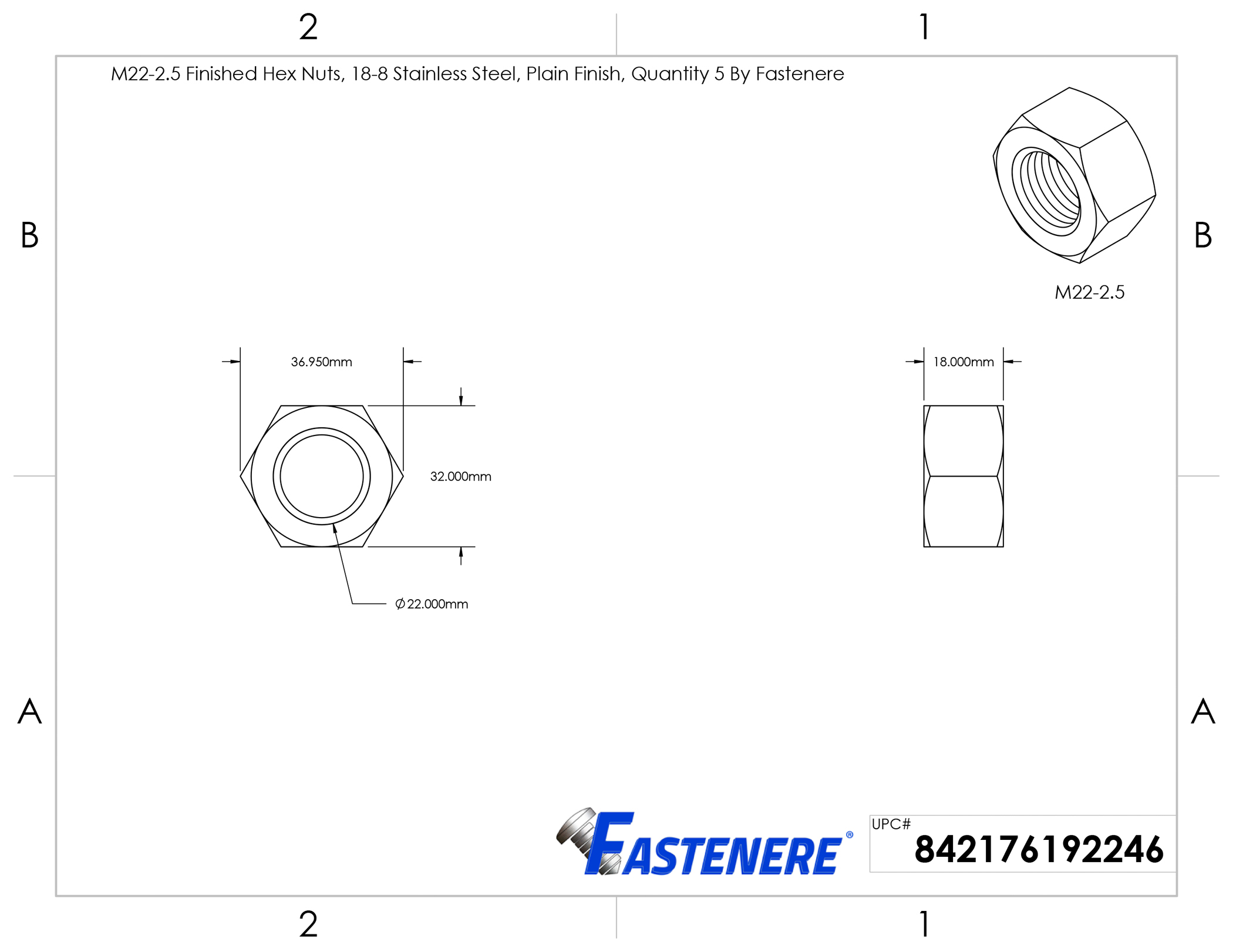 Metric Hex Nuts Stainless Steel 18-8, Full Finished, All Sizes Available - Picture 60 of 143