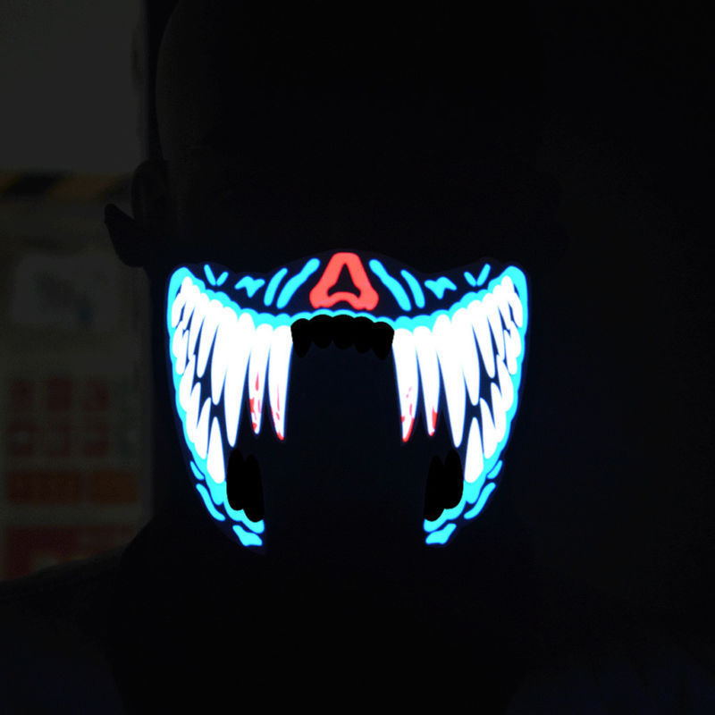 LED Mask Rave DJ Dance Light Party Luminous Flashing Half Face Light Up UK