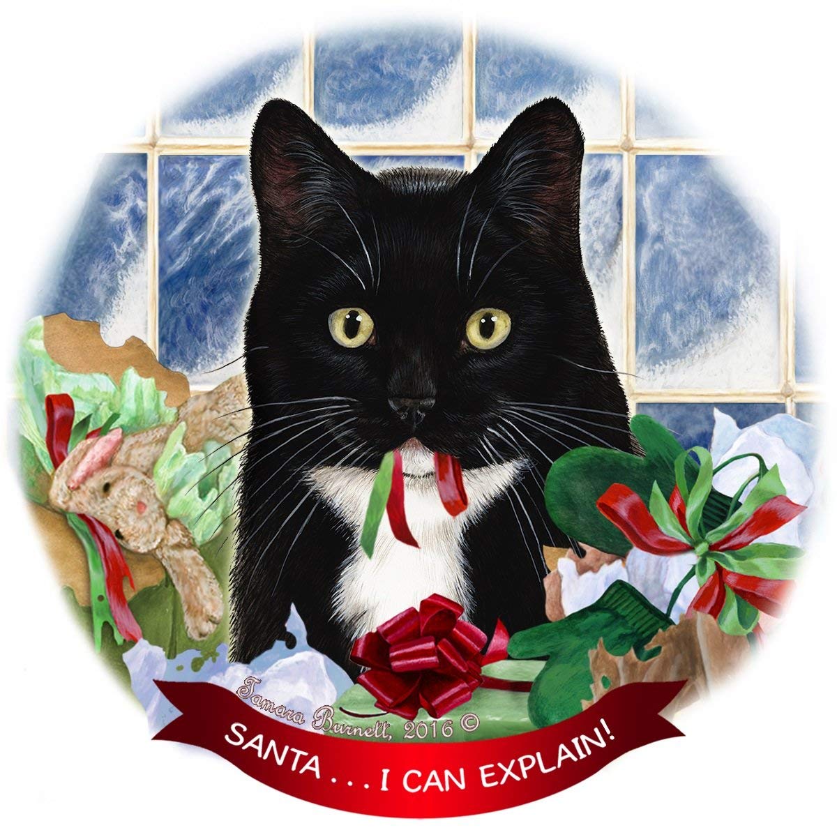 I Can Explain!/' Brown Tabby Cat Porcelain Hanging Ornament Pet Gift /'Santa.